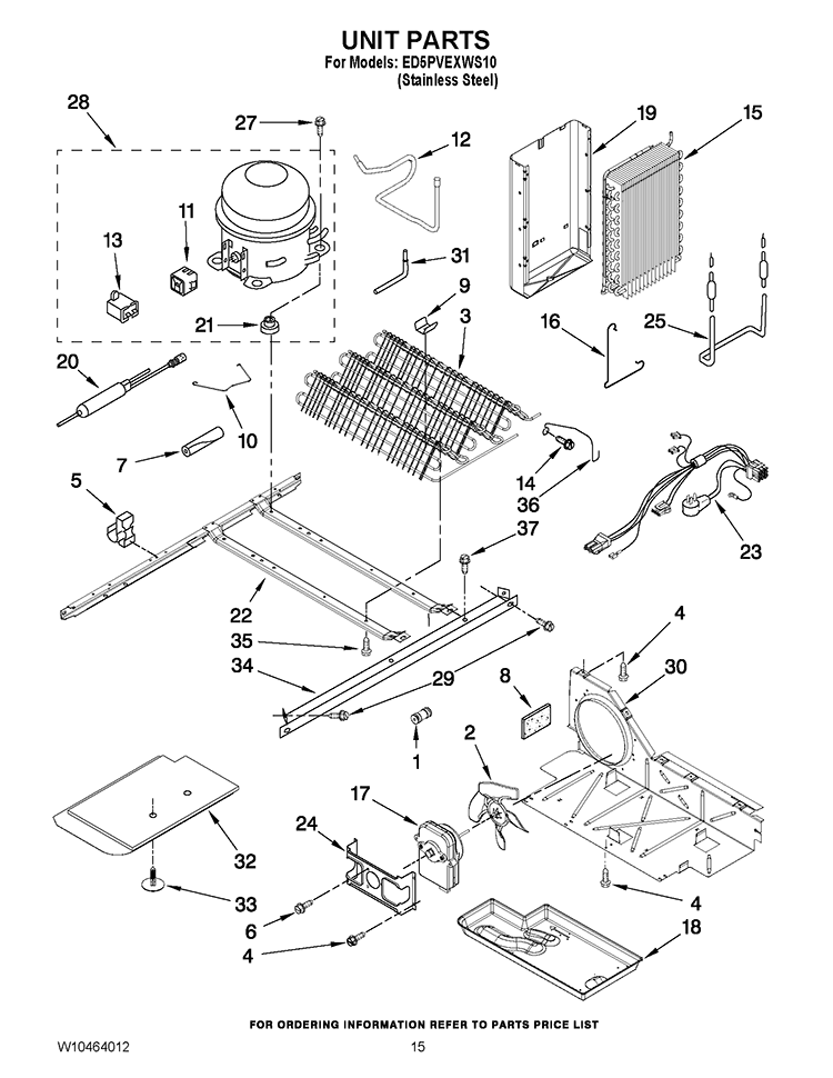 UNIT PARTS Diagram and Parts List for ED5PVEXWS10  Whirlpool Refrigerator