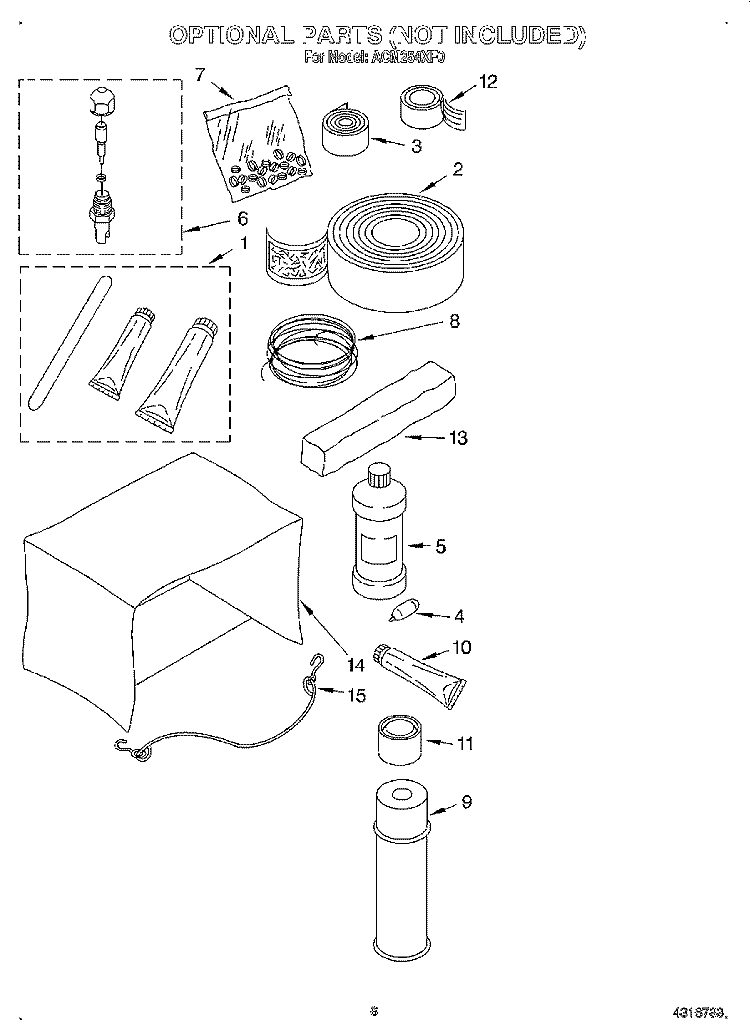 OPTIONAL Diagram and Parts List for ACM254XF0  Whirlpool Air Conditioner
