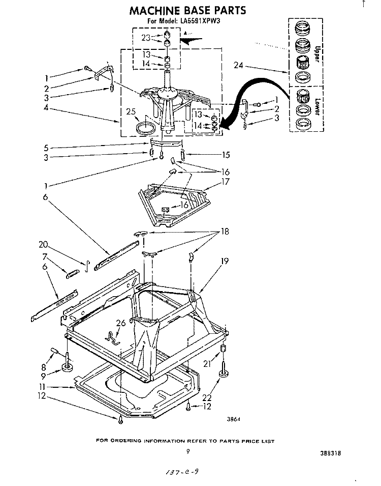 MACHINE BASE Diagram and Parts List for LA5591XPW3  Whirlpool Washer