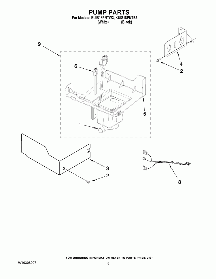 PUMP PARTS Diagram and Parts List for KUIS18PNTW3  KitchenAid Ice Maker