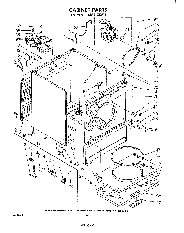 CABINET Diagram and Parts List for LG5801XKW1  Whirlpool Dryer