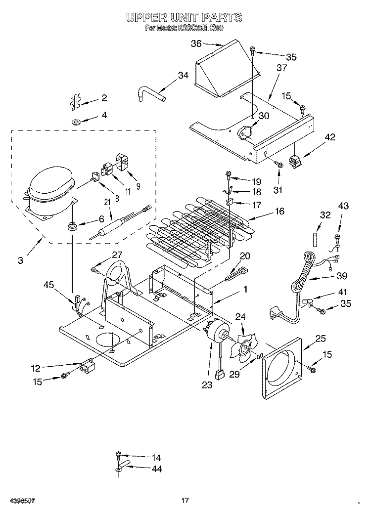 UPPER UNIT Diagram and Parts List for KSSC36MHS00  KitchenAid Refrigerator