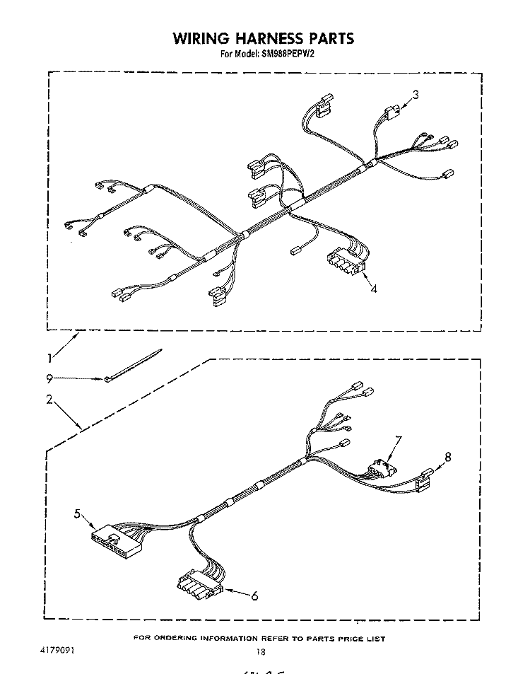 WIRING HARNESS , LITERATURE AND OPTIONAL Diagram and Parts List for SM988PEPW2  Whirlpool Range