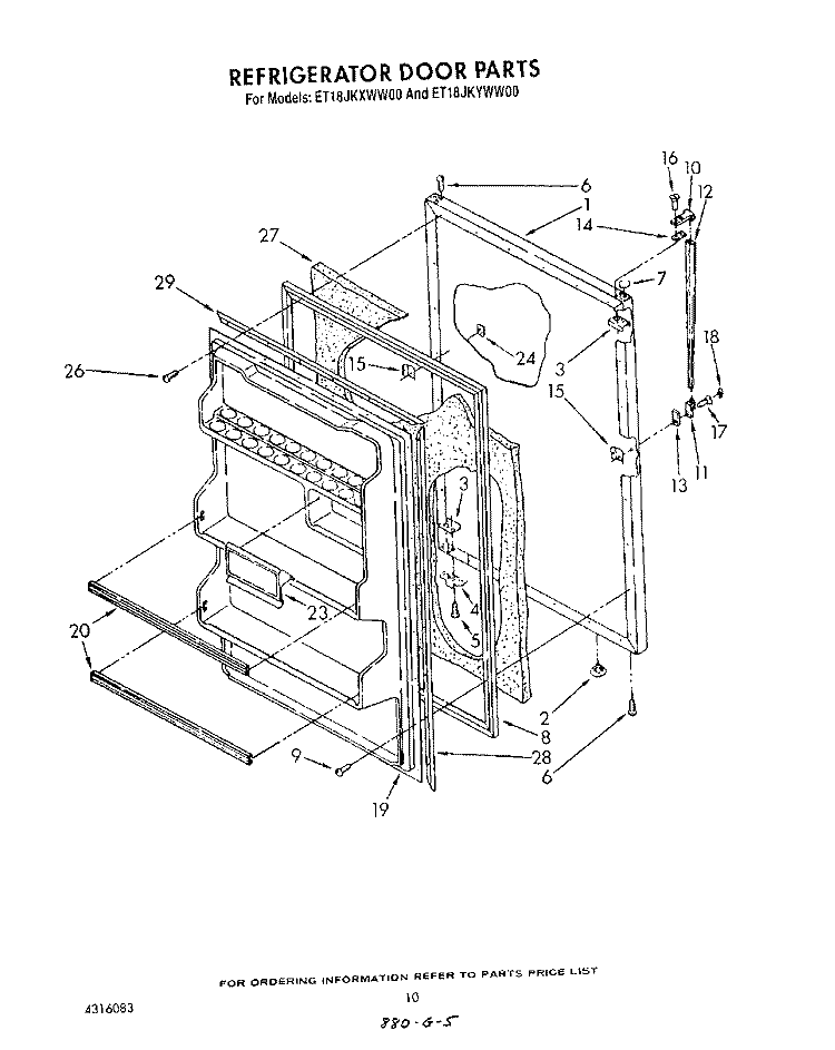 REFRIGERATOR DOOR , LIT/OPTIONAL Diagram and Parts List for ET18JKXWW00  Whirlpool Refrigerator