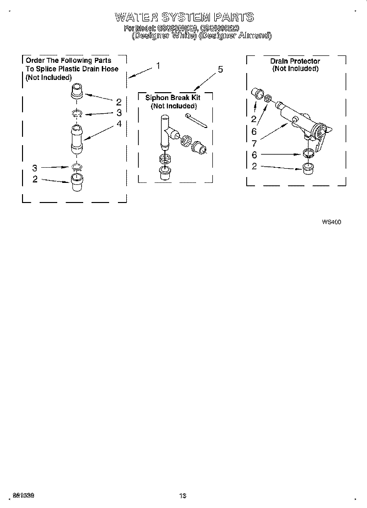 WATER SYSTEM Diagram and Parts List for GSQ9300EQ0  Whirlpool Washer
