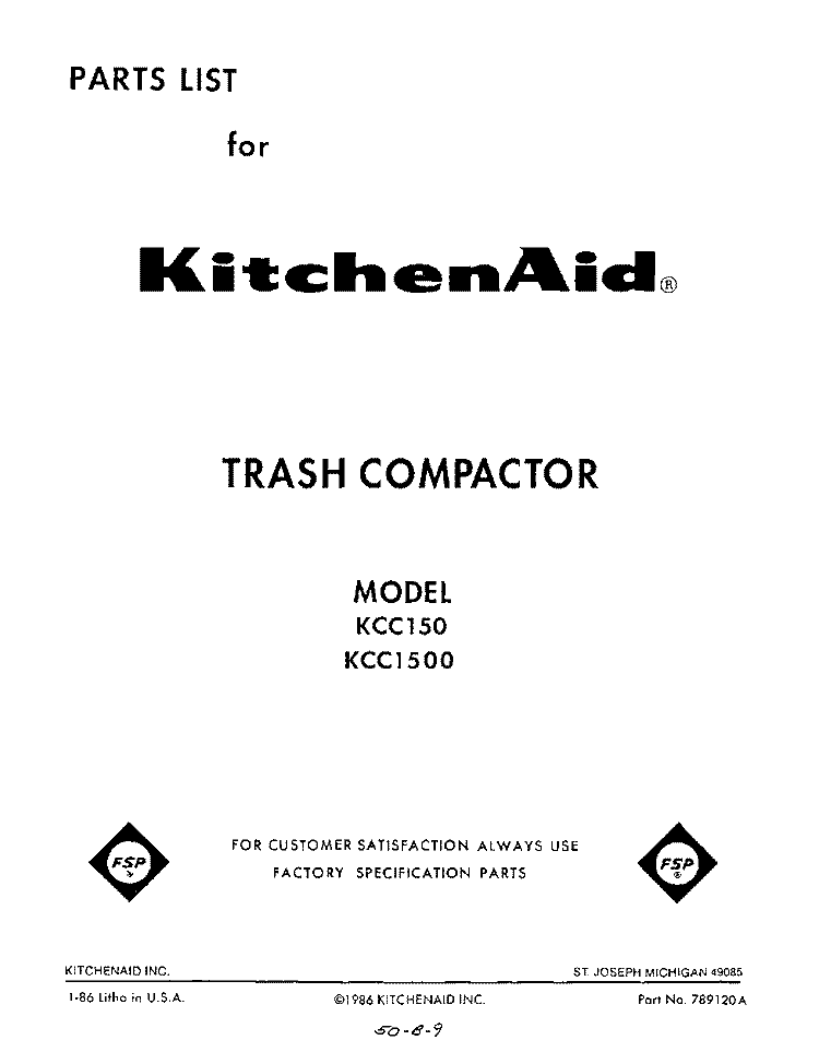 MOTOR AND DRIVE , LIT/OPTIONAL Diagram and Parts List for KCC1500  KitchenAid Trash Compactor