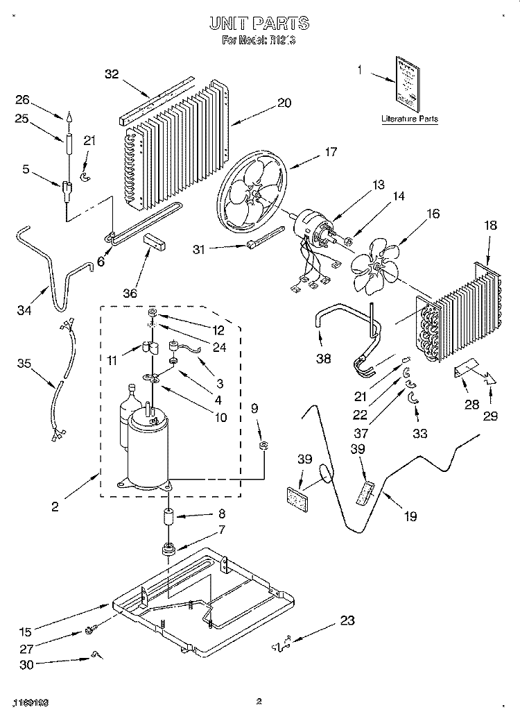 UNIT, LITERATURE Diagram and Parts List for R1213  Whirlpool Air Conditioner