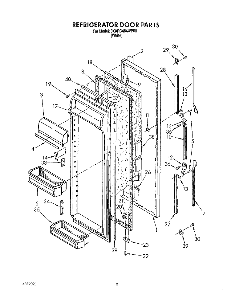 REFRIGERATOR DOOR Diagram and Parts List for 3XARG484WP00  Whirlpool Refrigerator