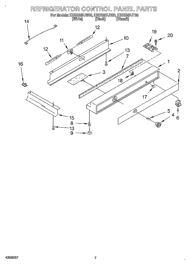 REFRIGERATOR CONTROL PANEL Diagram and Parts List for KSSS36FJW00  KitchenAid Refrigerator