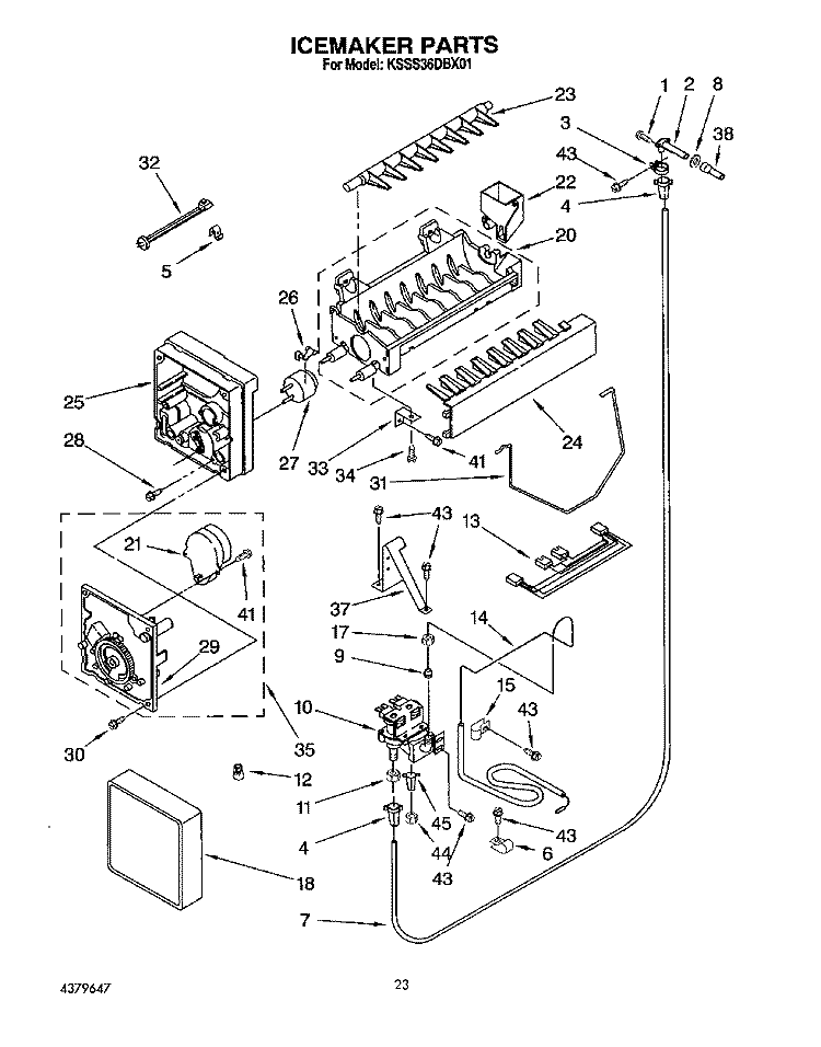 ICEMAKER, LITERATURE Diagram and Parts List for KSSS36DBX01  KitchenAid Refrigerator