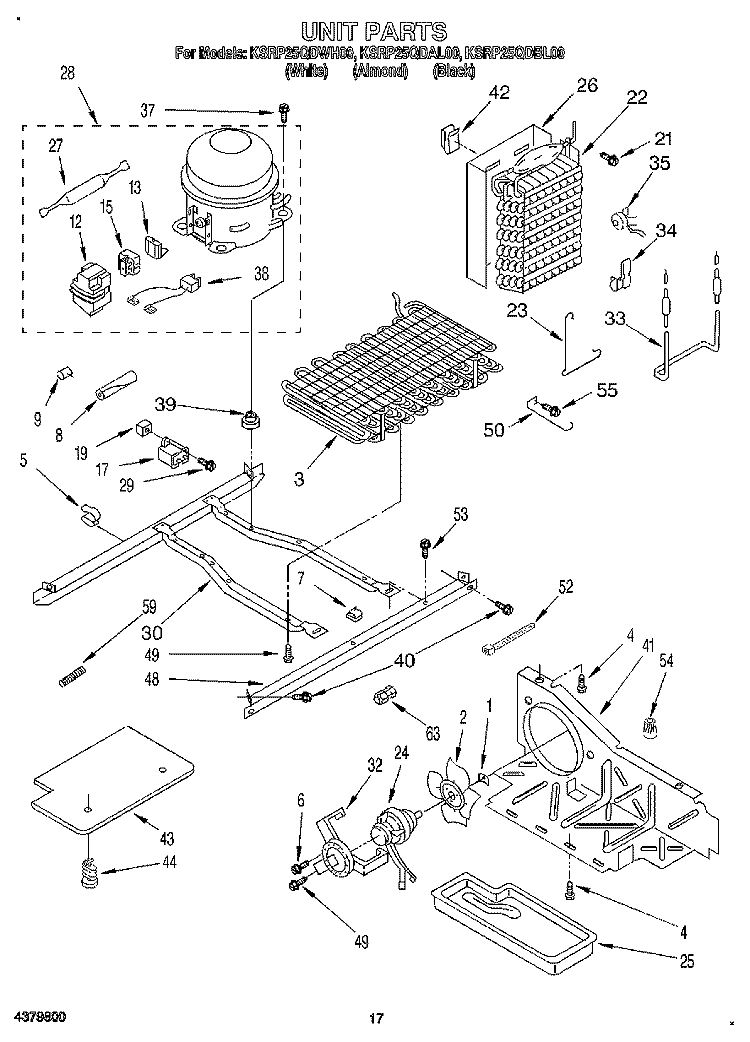 UNIT Diagram and Parts List for KSRP25QDBL00  KitchenAid Refrigerator