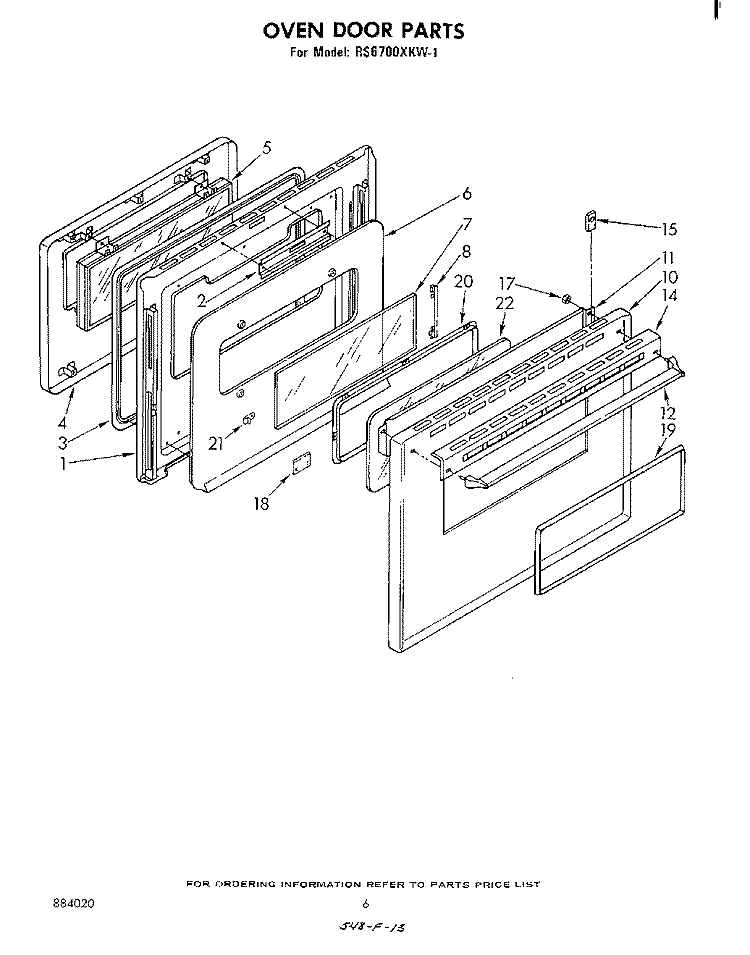OVEN DOOR , LITERATURE AND OPTIONAL Diagram and Parts List for RS6700XKW1  Whirlpool Range