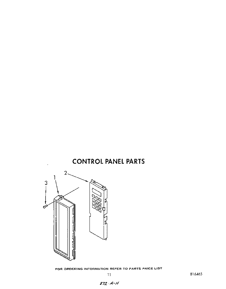 CONTROL PANEL Diagram and Parts List for RM778PXT3  Whirlpool Microwave Oven Combo