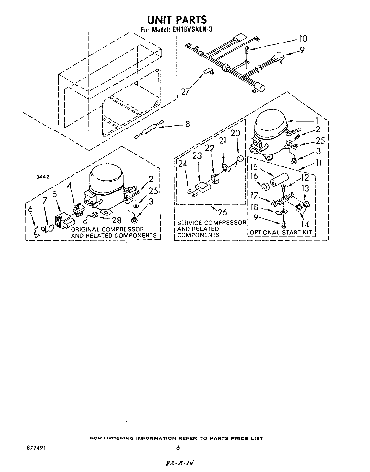 SECTION Diagram and Parts List for EH18VSXLN3  Whirlpool Freezer