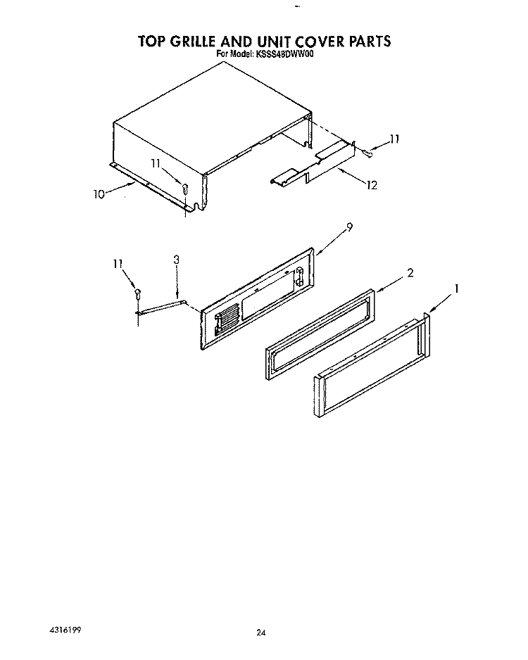 TOP GRILLE AND UNIT COVER Diagram and Parts List for KSSS48DWW00  KitchenAid Refrigerator