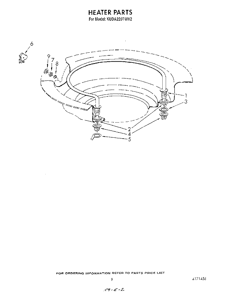 HEATER Diagram and Parts List for KUDA220TWH2  KitchenAid Dishwasher