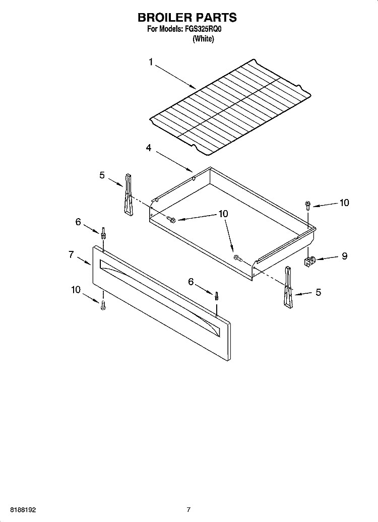 BROILER PARTS Diagram and Parts List for FGS325RQ0  Roper Range