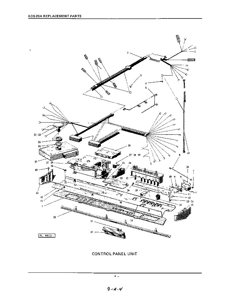 CONTROL PANEL Diagram and Parts List for KDS20A  KitchenAid Dishwasher