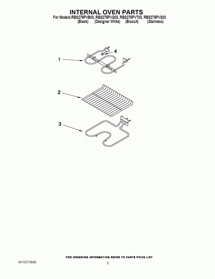 INTERNAL OVEN PARTS Diagram and Parts List for RBS275PVQ03  Whirlpool Wall Oven