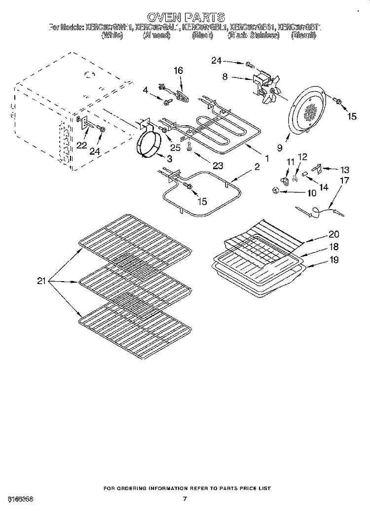 OVEN Diagram and Parts List for KERC607GAL1  KitchenAid Range
