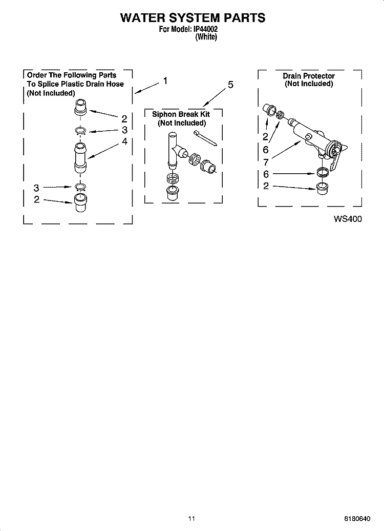 WATER SYSTEM PARTS Diagram and Parts List for IP44002  Inglis Washer