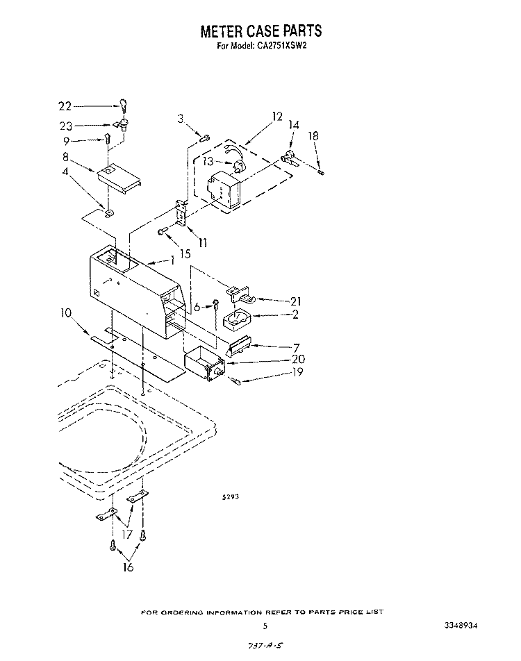 METER CASE Diagram and Parts List for CA2751XSW2  Whirlpool Washer