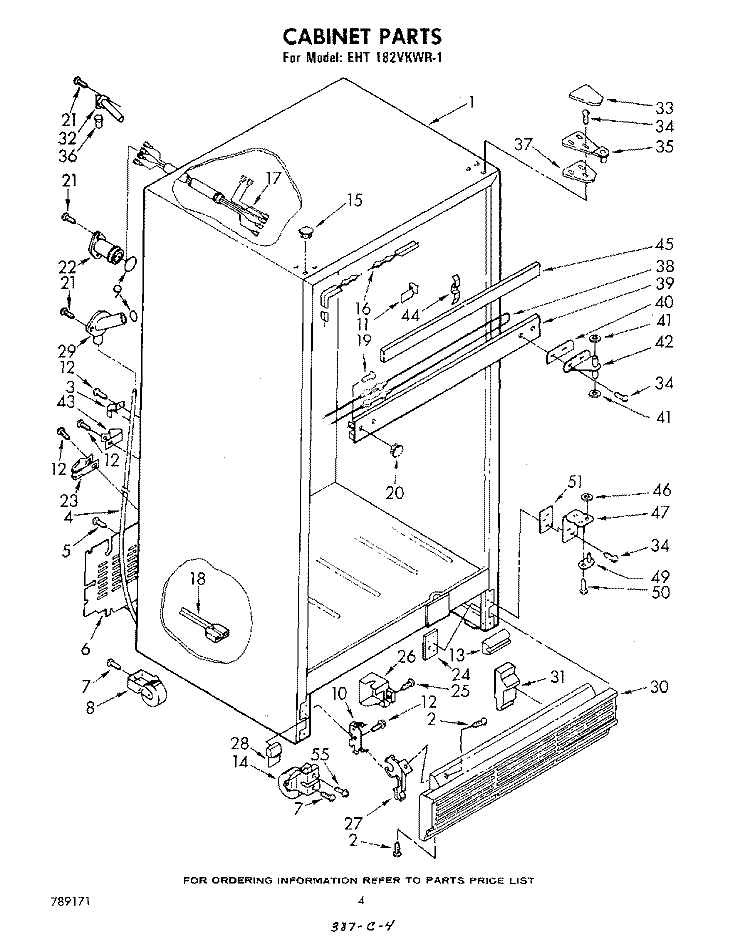CABINET Diagram and Parts List for EHT182VKWR1  Whirlpool Refrigerator
