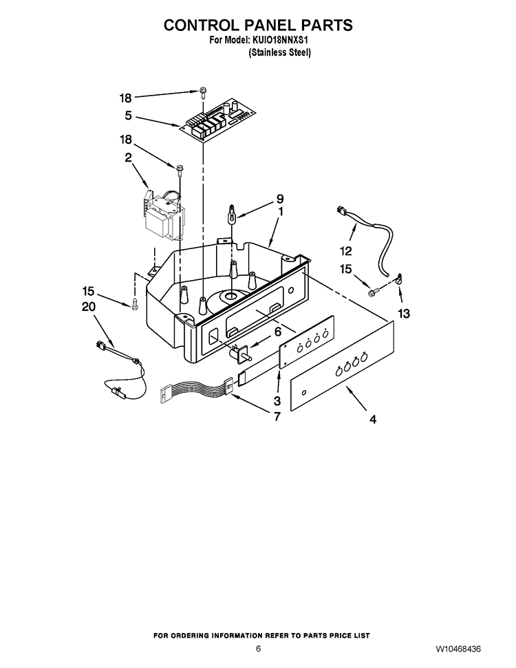 CONTROL PANEL PARTS Diagram and Parts List for KUIO18NNXS1  KitchenAid Ice Maker