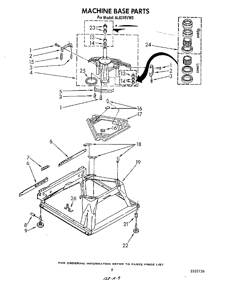 MACHINE BASE Diagram and Parts List for AL6245VL0  Whirlpool Washer