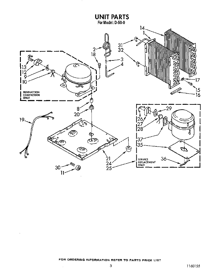 SECTION Diagram and Parts List for BFD500  Whirlpool Dehumidifier
