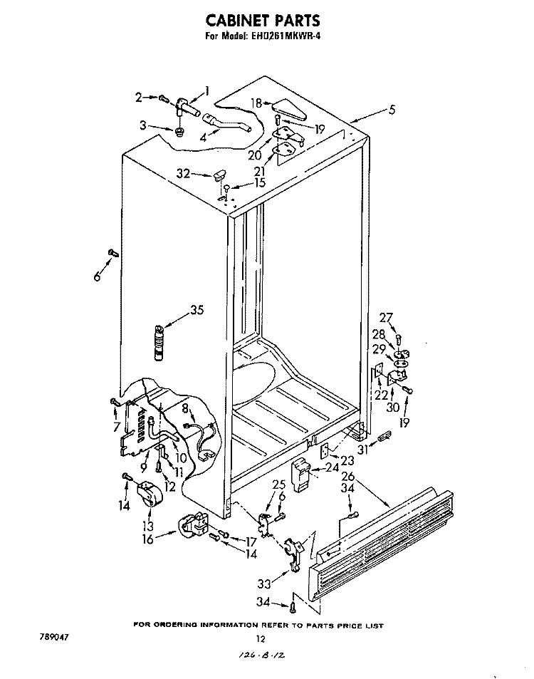 CABINET Diagram and Parts List for EHD261MKWR4  Whirlpool Refrigerator