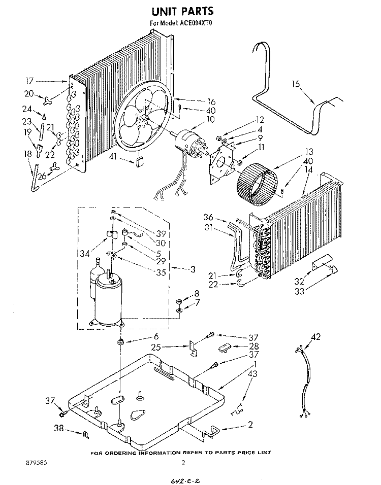 UNIT, LITERATURE Diagram and Parts List for ACE094XT0  Whirlpool Air Conditioner