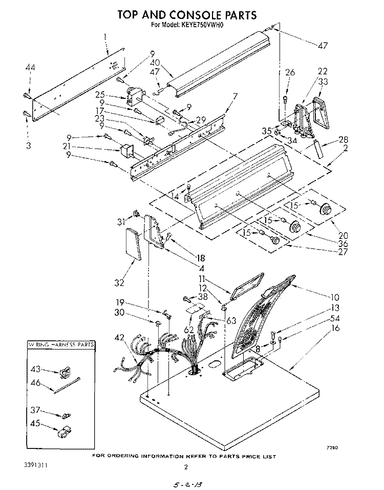 SECTION Diagram and Parts List for KEYE750VTO0  KitchenAid Dryer