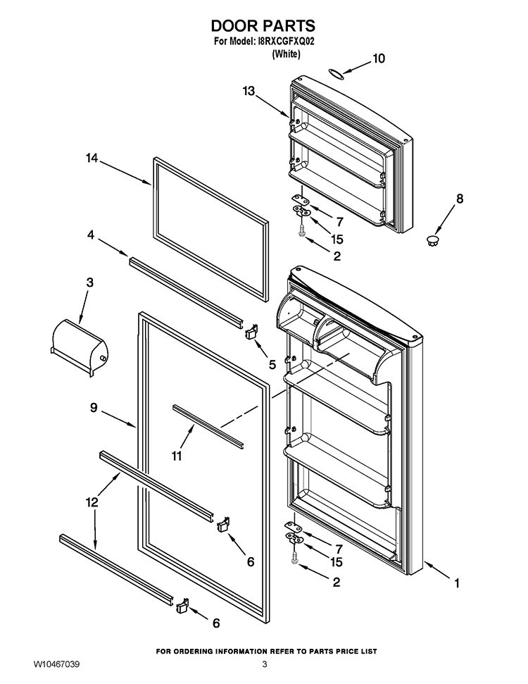 DOOR PARTS Diagram and Parts List for I8RXCGFXQ02  Inglis Refrigerator