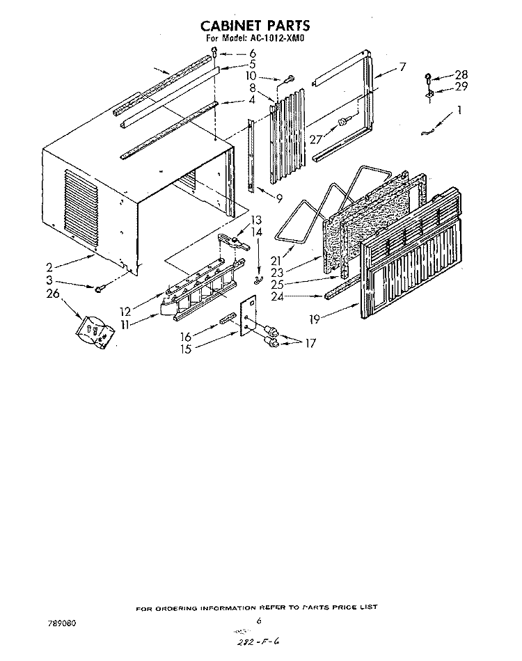 CABINET Diagram and Parts List for AC1012XM0  Whirlpool Air Conditioner