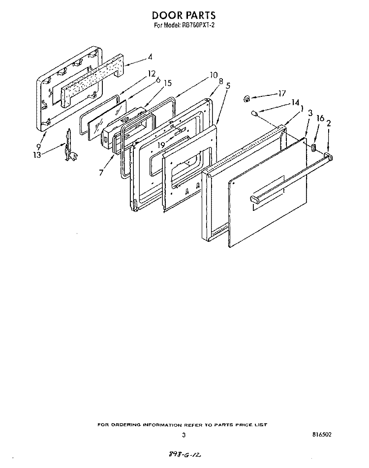 SECTION Diagram and Parts List for RB760PXT2  Whirlpool Range