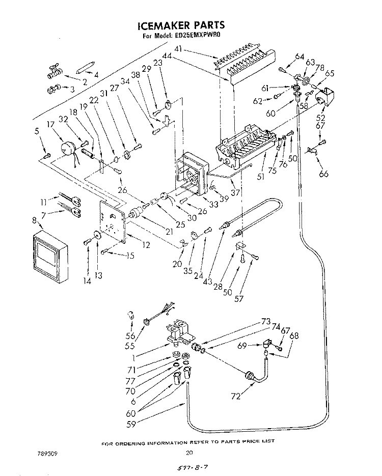 ICE MAKER Diagram and Parts List for ED25EMXPWR0  Whirlpool Refrigerator