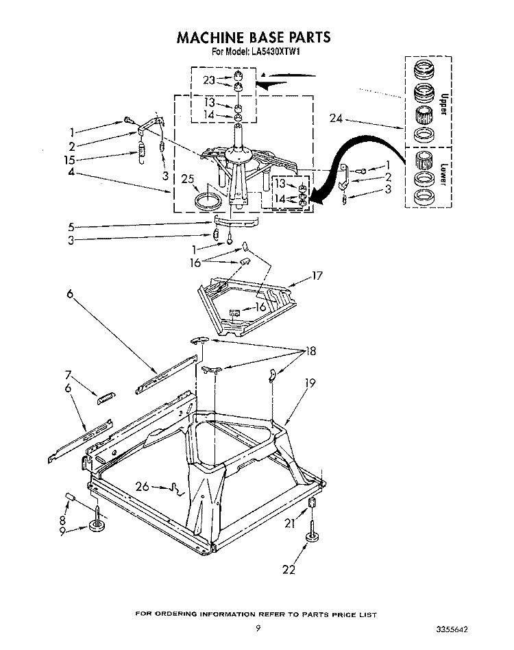 MACHINE BASE Diagram and Parts List for LA5430XTN1  Whirlpool Washer