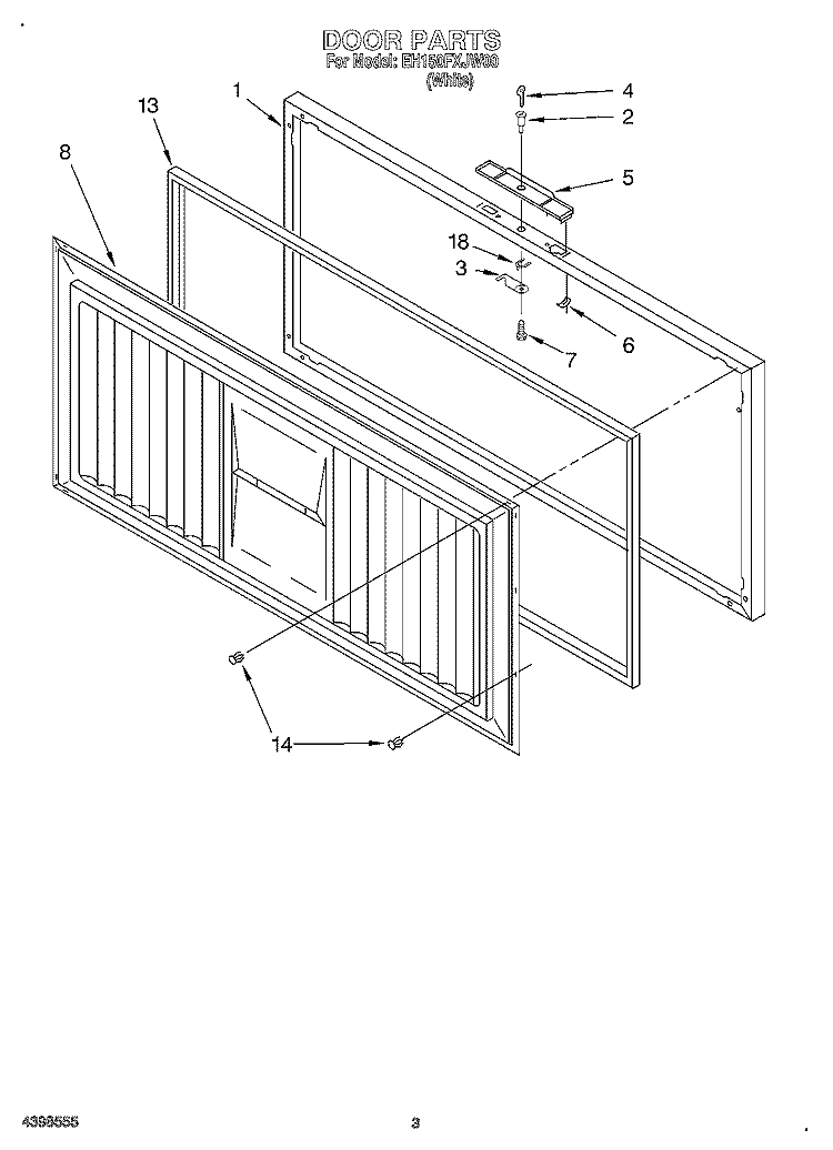 SECTION Diagram and Parts List for EH150FXJW00  Whirlpool Freezer