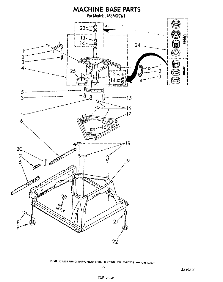 MACHINE BASE Diagram and Parts List for LA5578XSW1  Whirlpool Washer