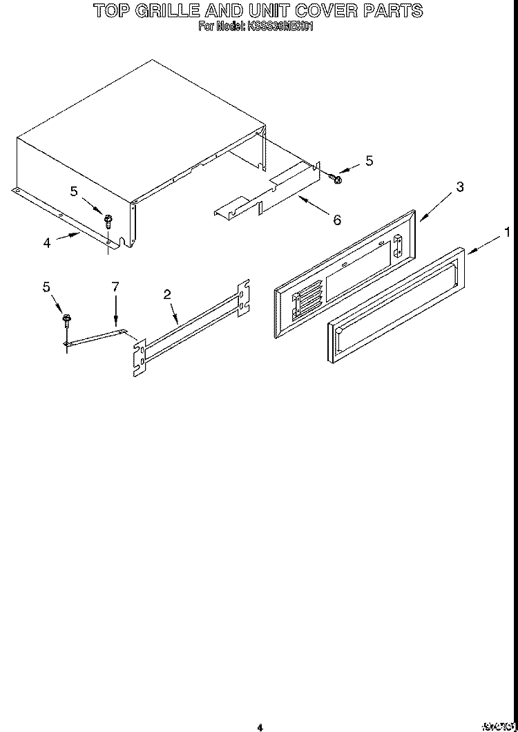 TOP GRILLE AND UNIT COVER Diagram and Parts List for KSSS36MBX01  KitchenAid Refrigerator