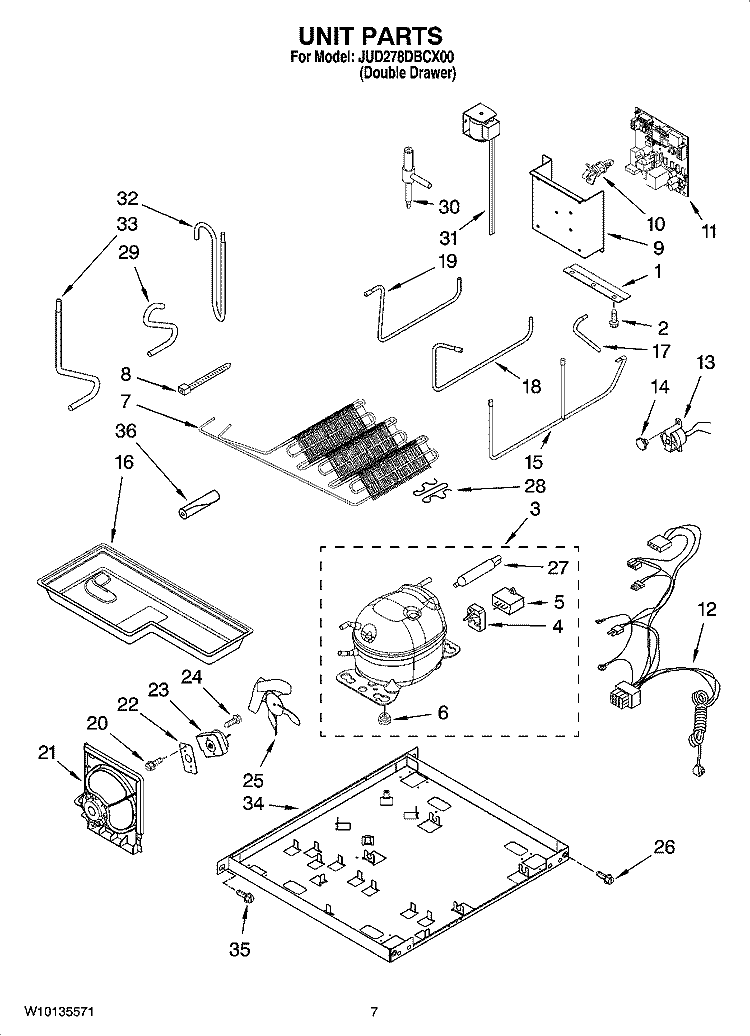 UNIT PARTS Diagram and Parts List for JUD278DBCX00  Jenn-Air Refrigerator