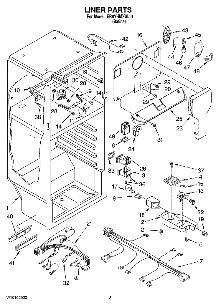 LINER PARTS Diagram and Parts List for ER8YHMXSL01  Whirlpool Refrigerator