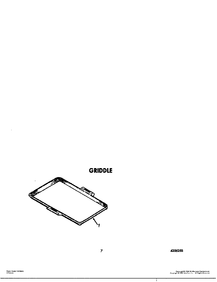 GRIDDLE Diagram and Parts List for F6558W0  Roper Range