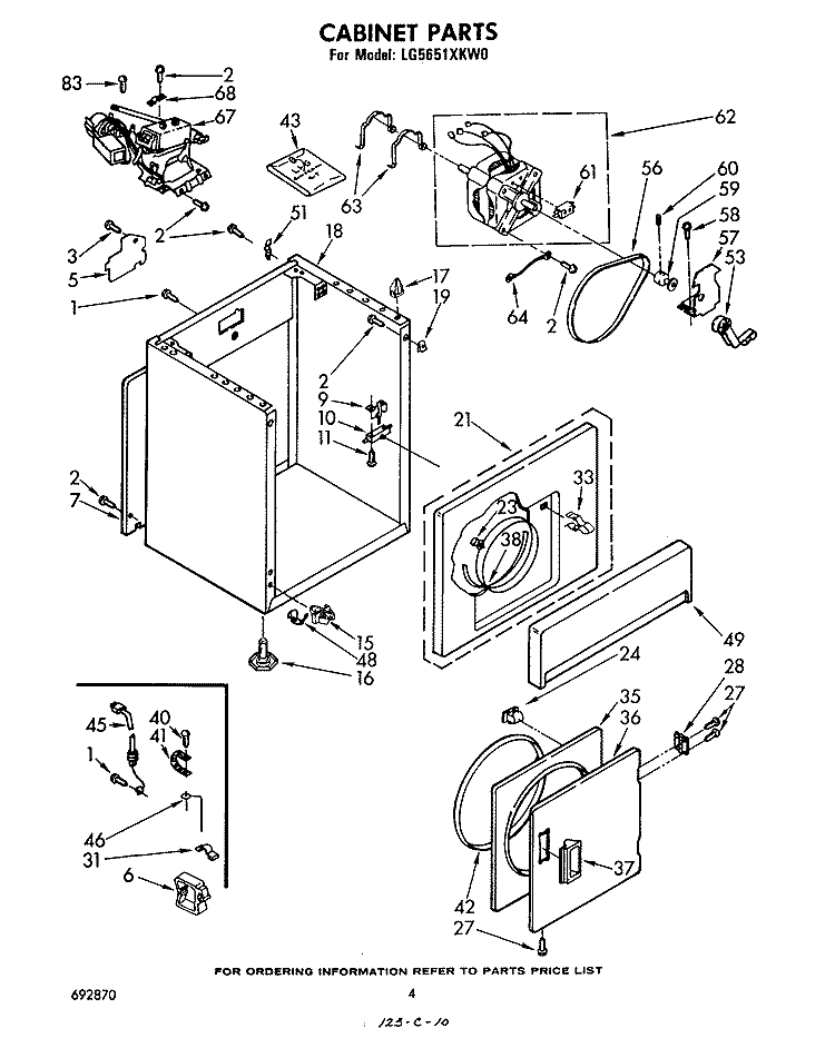 CABINET Diagram and Parts List for LG5651XKW0  Whirlpool Dryer