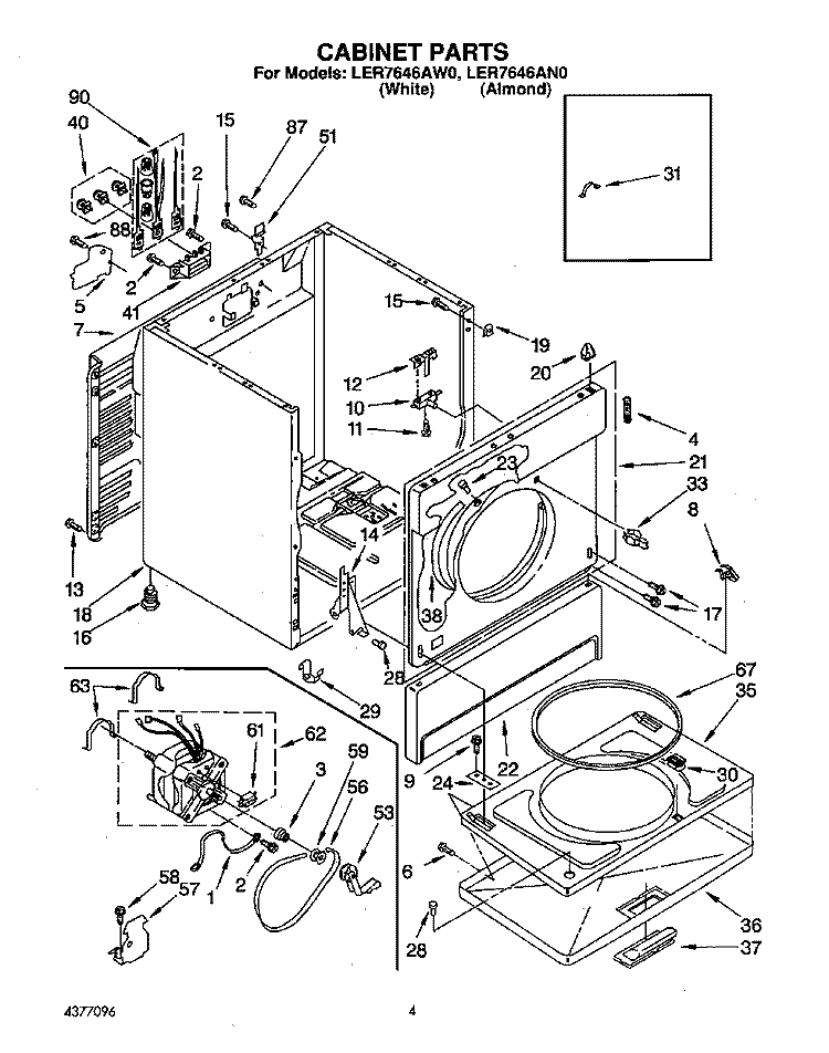 SECTION Diagram and Parts List for LER7646AN0  Whirlpool Dryer