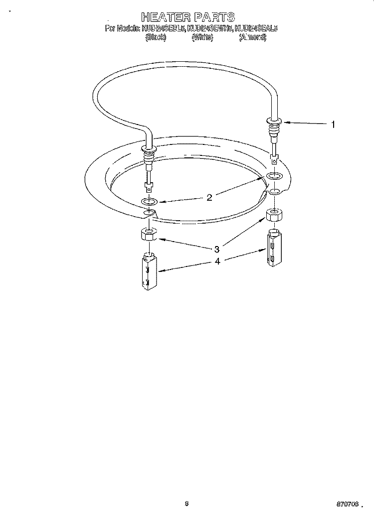 HEATER Diagram and Parts List for KUDI24SEWH5  KitchenAid Dishwasher