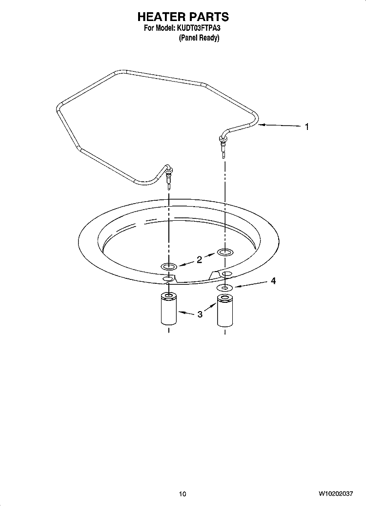 HEATER PARTS Diagram and Parts List for KUDT03FTPA3  KitchenAid Dishwasher