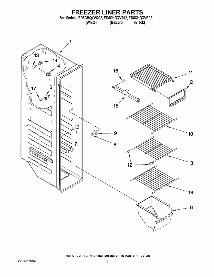 FREEZER LINER PARTS Diagram and Parts List for ED5CHQXVB02  Whirlpool Refrigerator