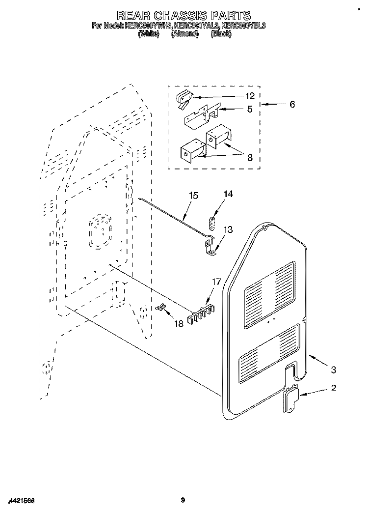 REAR CHASSIS, OPTIONAL Diagram and Parts List for KERC500YAL3  KitchenAid Range